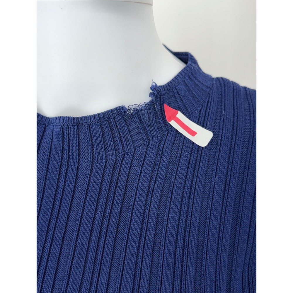 Adam Lippes Collective Navy Ribbed Knit Sweater Button Side Midi Dress Small - Picture 5 of 7